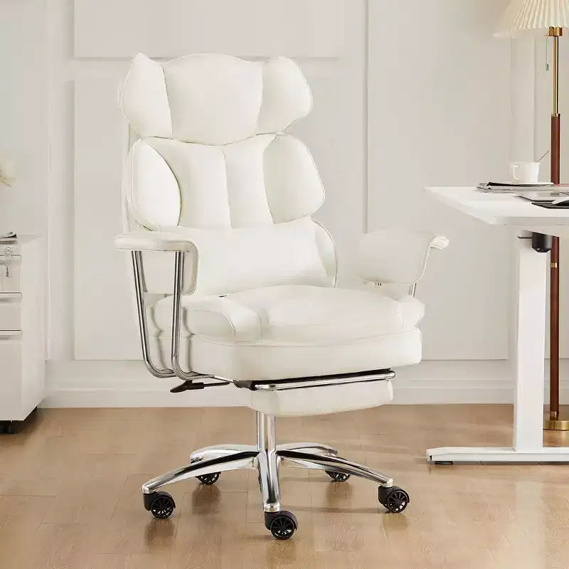 Sedia da Ufficio Ergonomica con Poggiapiedi - Sedia Direzionale Certificata BIFMA, Supporto Lombare Regolabile e Reclinabile a 135°, Sedia Girevole in Pelle PU