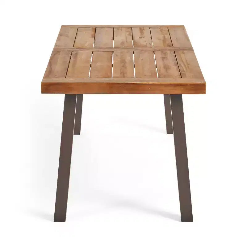 Christopher Knight Home Kittama, Set da pranzo da 7 pezzi da esterno in legno di acacia e metallo rustico con cuscino, teak e crema