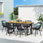 Christopher Knight Home Renata Outdoor Acacia Wood and Resin 7 Piece Dining Set with 70.25 Dining Table, Black/Teak
