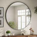 BEAUTYPEAK Round Wall Mirror Bathroom Vanity Mirrors 24x24,Black