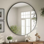 BEAUTYPEAK Round Wall Mirror Bathroom Vanity Mirrors 24x24,Black