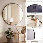 Specchio da Parete Rotondo per Bagno 24x24, Nero