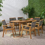 Christopher Knight Home Mcgill Set da Pranzo da Esterno 7 Pezzi in Corda e Legno di Acacia, Teak/Grigio Scuro