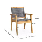 Christopher Knight Home Mcgill Set da Pranzo da Esterno 7 Pezzi in Corda e Legno di Acacia, Teak/Grigio Scuro