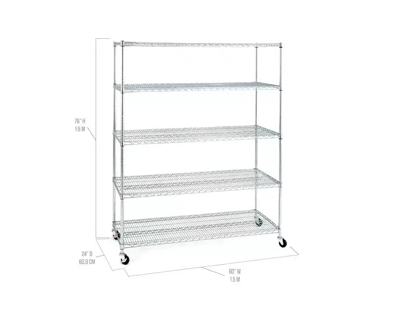 Scaffale a 5 ripiani in filo d'acciaio UltraDurable 60 x 24