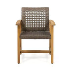 Christopher Knight Home Clausen Set da pranzo da esterno 5 pezzi in legno di acacia e vimini, teak/marrone misto