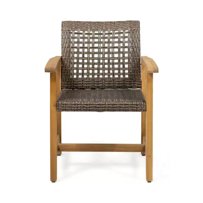 Christopher Knight Home Clausen Set da pranzo da esterno 5 pezzi in legno di acacia e vimini, teak/marrone misto