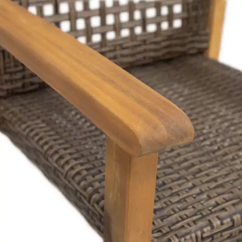 Christopher Knight Home Clausen Set da pranzo da esterno 5 pezzi in legno di acacia e vimini, teak/marrone misto