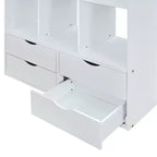 Letto a soppalco da una piazza e mezza/matrimoniale con scrivania e luci a LED, Struttura letto a soppalco in legno massello con mensole e scaletta