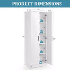 Mobiletto da dispensa indipendente da 70'' con 2 ante e 5 ripiani, colore bianco