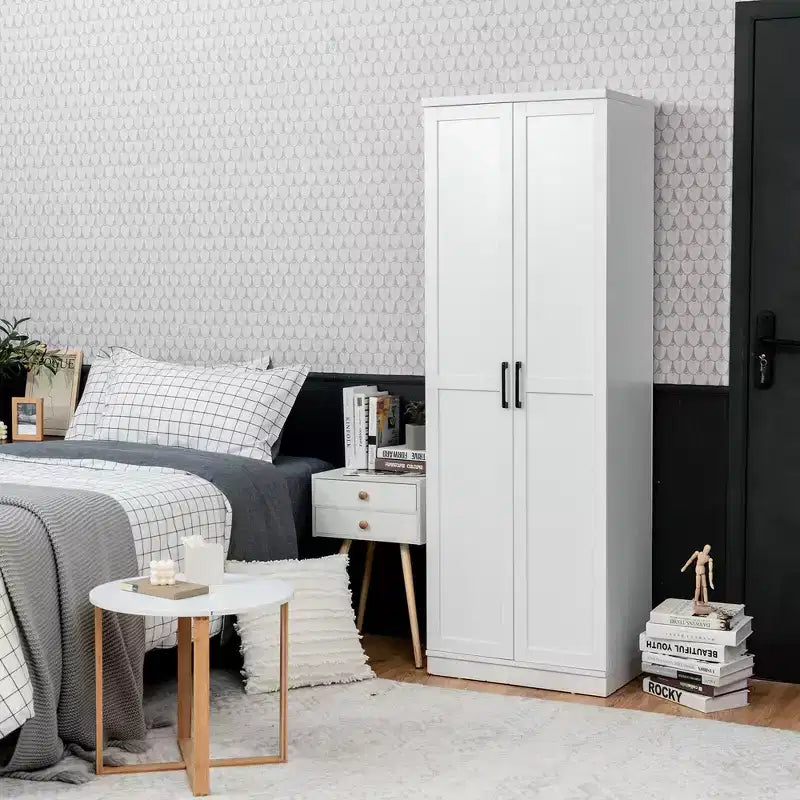 Mobiletto da dispensa indipendente da 70'' con 2 ante e 5 ripiani, colore bianco