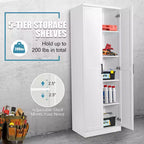 Mobiletto da dispensa indipendente da 70'' con 2 ante e 5 ripiani, colore bianco