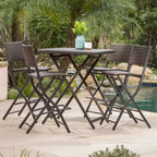 Christopher Knight Home Margarita Outdoor Wicker Folding 5 Piece Bar Set, Multibrown