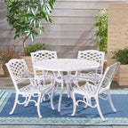 Christopher Knight Home Sarasota - Ensemble de salle à manger d'extérieur 5 pièces en fonte d'aluminium avec motifs floraux en spirale