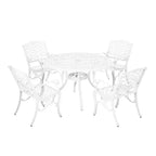 Christopher Knight Home Sarasota - Ensemble de salle à manger d'extérieur 5 pièces en fonte d'aluminium avec motifs floraux en spirale