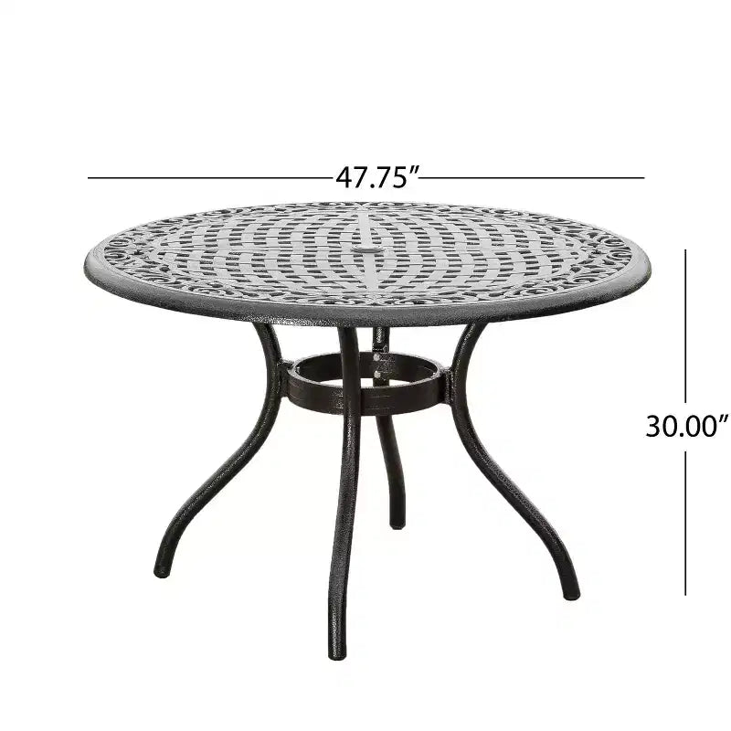 Christopher Knight Home Sarasota - Ensemble de salle à manger d'extérieur 5 pièces en fonte d'aluminium avec motifs floraux en spirale
