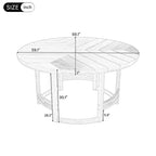 Whisen Set da Pranzo da Esterno 5 Pezzi per 4 Persone, Set Tavolo e Sedie Rotondo da Patio con Foro per Ombrellone e Cuscini Rimovibili