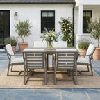Whisen Set da Pranzo da Esterno 5 Pezzi per 4 Persone, Set Tavolo e Sedie Rotondo da Patio con Foro per Ombrellone e Cuscini Rimovibili