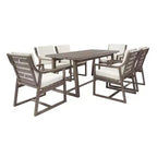 Whisen Set da Pranzo da Esterno 5 Pezzi per 4 Persone, Set Tavolo e Sedie Rotondo da Patio con Foro per Ombrellone e Cuscini Rimovibili