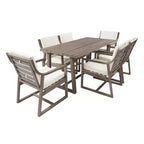Whisen Set da Pranzo da Esterno 5 Pezzi per 4 Persone, Set Tavolo e Sedie Rotondo da Patio con Foro per Ombrellone e Cuscini Rimovibili