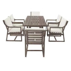 Whisen Set da Pranzo da Esterno 5 Pezzi per 4 Persone, Set Tavolo e Sedie Rotondo da Patio con Foro per Ombrellone e Cuscini Rimovibili