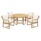 Whisen Set da Pranzo da Esterno 5 Pezzi per 4 Persone, Set Tavolo e Sedie Rotondo da Patio con Foro per Ombrellone e Cuscini Rimovibili