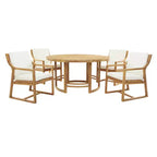 Whisen Set da Pranzo da Esterno 5 Pezzi per 4 Persone, Set Tavolo e Sedie Rotondo da Patio con Foro per Ombrellone e Cuscini Rimovibili