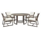 Whisen Set da Pranzo da Esterno 5 Pezzi per 4 Persone, Set Tavolo e Sedie Rotondo da Patio con Foro per Ombrellone e Cuscini Rimovibili