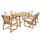 Whisen Set da Pranzo da Esterno 5 Pezzi per 4 Persone, Set Tavolo e Sedie Rotondo da Patio con Foro per Ombrellone e Cuscini Rimovibili