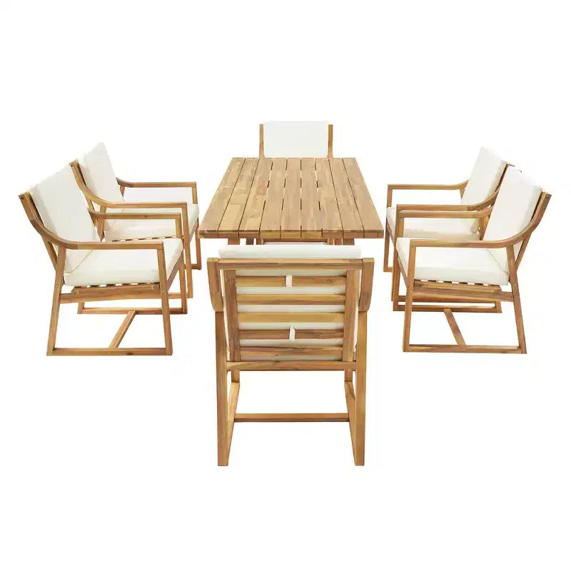 Whisen Set da Pranzo da Esterno 5 Pezzi per 4 Persone, Set Tavolo e Sedie Rotondo da Patio con Foro per Ombrellone e Cuscini Rimovibili