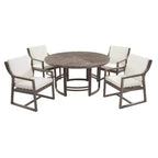 Whisen Set da Pranzo da Esterno 5 Pezzi per 4 Persone, Set Tavolo e Sedie Rotondo da Patio con Foro per Ombrellone e Cuscini Rimovibili