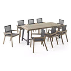 Christopher Knight Home Claude Ensemble repas d'extérieur 9 pièces en maille et bois d'acacia avec table à manger de 79 po