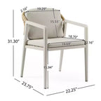 Set da pranzo da esterno 7 pezzi Patio con sedia da pranzo in PE Rattan e tavolo da pranzo allungabile, legno di acacia, grigio+naturale-ModernLuxe
