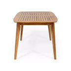 Set da pranzo da esterno 7 pezzi Patio con sedia da pranzo in PE Rattan e tavolo da pranzo allungabile, legno di acacia, grigio+naturale-ModernLuxe