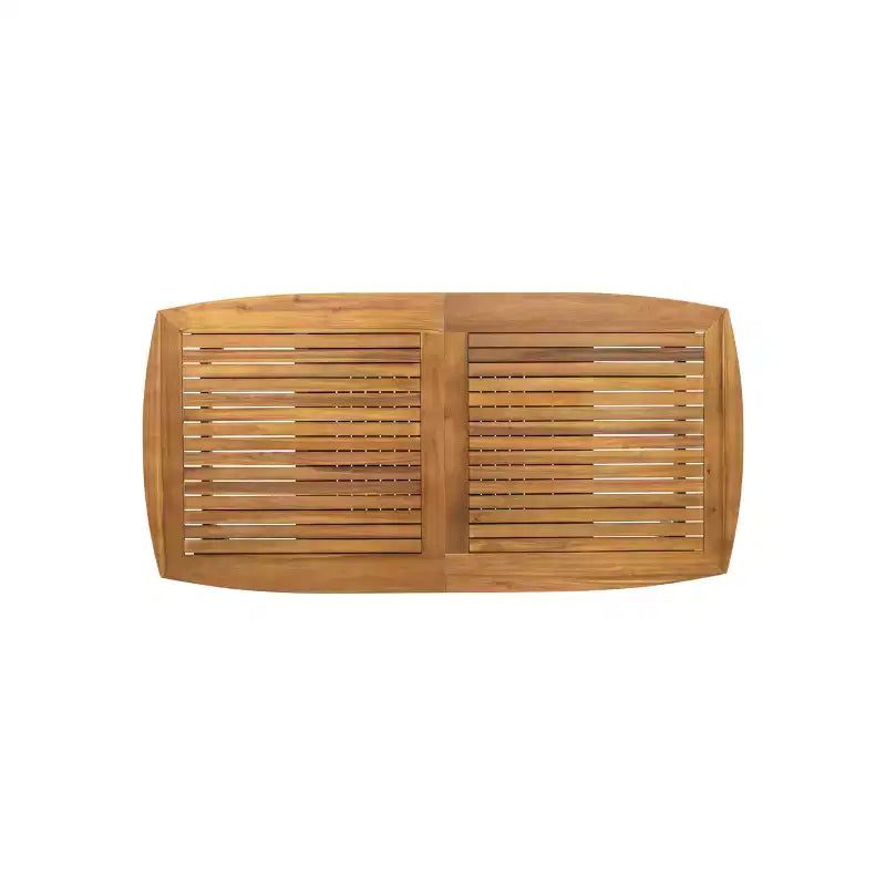 Set da pranzo da esterno 7 pezzi Patio con sedia da pranzo in PE Rattan e tavolo da pranzo allungabile, legno di acacia, grigio+naturale-ModernLuxe