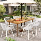 Christopher Knight Home Lillian Set da pranzo moderno da 7 pezzi in acacia e polipropilene per patio