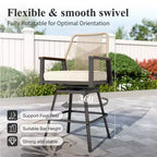 Set da Bar per Esterni Captiva Designs con Tavolo da Bar in Acciaio e Sgabelli da Bar in Rattan con Cuscini