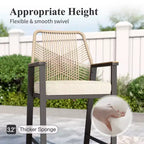 Set da Bar per Esterni Captiva Designs con Tavolo da Bar in Acciaio e Sgabelli da Bar in Rattan con Cuscini