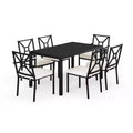 Martha Stewart 7-Piece Steel Patio Dining Set with 6 Stackable Chairs and 62 Table in Black