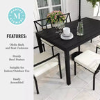 Set da pranzo da esterno Martha Stewart in acciaio da 7 pezzi con 6 sedie impilabili e tavolo da 62 pollici in nero