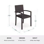 Set da pranzo Martha Stewart Bedford da 7 pezzi per interni ed esterni con 6 sedie impilabili e tavolo da patio da 62 pollici con piano in legno composito in vimini di rattan