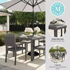 Set da pranzo Martha Stewart Bedford da 7 pezzi per interni ed esterni con 6 sedie impilabili e tavolo da patio da 62 pollici con piano in legno composito in vimini di rattan