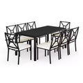 Martha Stewart 9-Piece Steel Patio Dining Set with 8 Stackable Chairs and 71 Table in Black