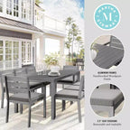 Set da patio Martha Stewart Bedford per interni-esterni con tavolo da 71 pollici e 8 sedie da pranzo con finitura in alluminio spazzolato effetto legno e cuscini per seduta resistenti alle intemperie