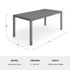 Set da patio Martha Stewart Bedford per interni-esterni con tavolo da 71 pollici e 8 sedie da pranzo con finitura in alluminio spazzolato effetto legno e cuscini per seduta resistenti alle intemperie