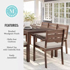 Set da patio Martha Stewart Bedford per interni-esterni con tavolo da 71 pollici e 8 sedie da pranzo con finitura in alluminio spazzolato effetto legno e cuscini per seduta resistenti alle intemperie