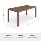 Set da patio Martha Stewart Bedford per interni-esterni con tavolo da 71 pollici e 8 sedie da pranzo con finitura in alluminio spazzolato effetto legno e cuscini per seduta resistenti alle intemperie