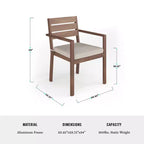 Set da patio Martha Stewart Bedford per interni-esterni con tavolo da 71 pollici e 8 sedie da pranzo con finitura in alluminio spazzolato effetto legno e cuscini per seduta resistenti alle intemperie