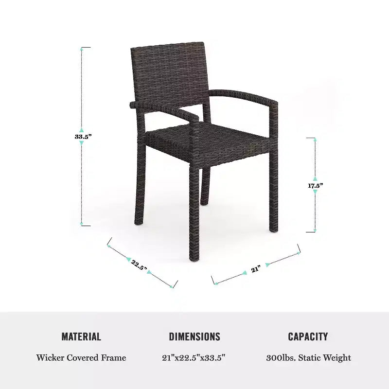 Set da pranzo per interni ed esterni Martha Stewart Bedford da 9 pezzi con 8 sedie da pranzo impilabili e tavolo da patio da 71 pollici con piano in legno composito in rattan intrecciato