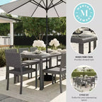 Set da pranzo per interni ed esterni Martha Stewart Bedford da 9 pezzi con 8 sedie da pranzo impilabili e tavolo da patio da 71 pollici con piano in legno composito in rattan intrecciato